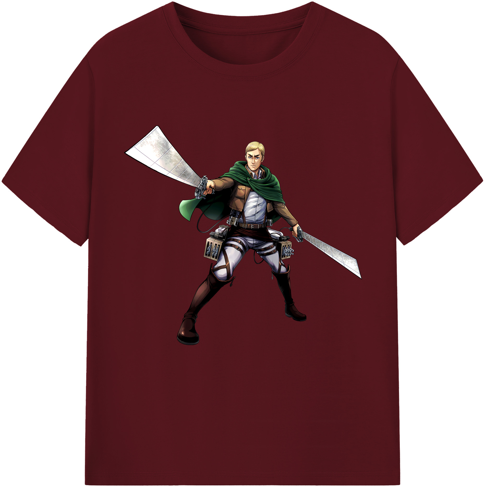 （画像用） 進撃の巨人 エルヴィン・スミス Attack on Titan Erwin Smith 綿100％半袖Tシャツ（フロントプリント）